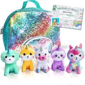 Unicorn Stuffed Animals for Girls - Full Set of Unicorn Toys for Girls Age 3 4 5 6 7 8 Year Old Little - Unicorns Gifts for Kids - Girl Plushies Stuffed Animal Plush Squishies Rainbow Toy Purse