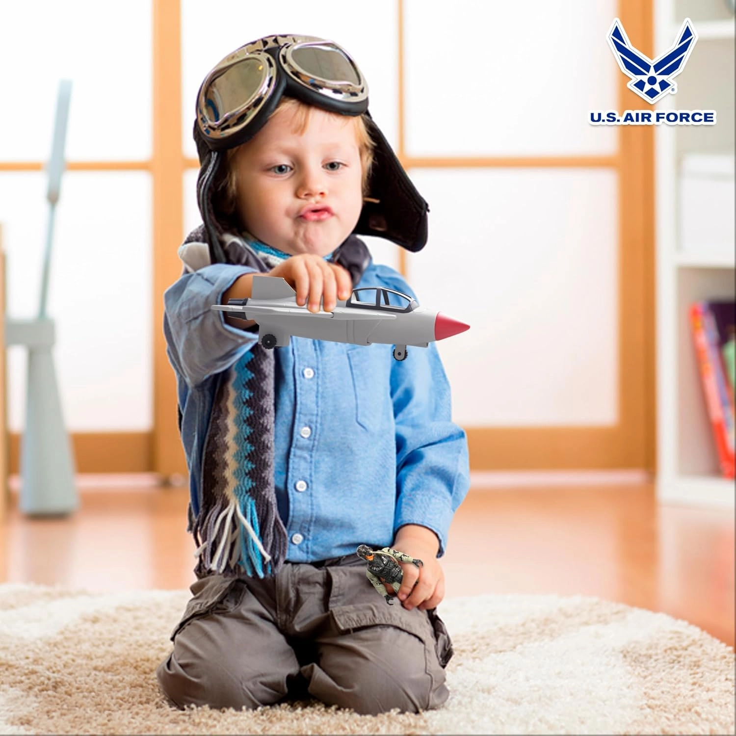 United States Air Force Sky Raider Fighter Jet Toy Airplane with Pilot & Missile - Realistic Military Aircraft & Soldier Action Figure - Bomber Plane Model for Kids 3 