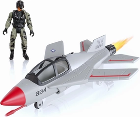 United States Air Force Sky Raider Fighter Jet Toy Airplane with Pilot & Missile - Realistic Military Aircraft & Soldier Action Figure - Bomber Plane Model for Kids 3 