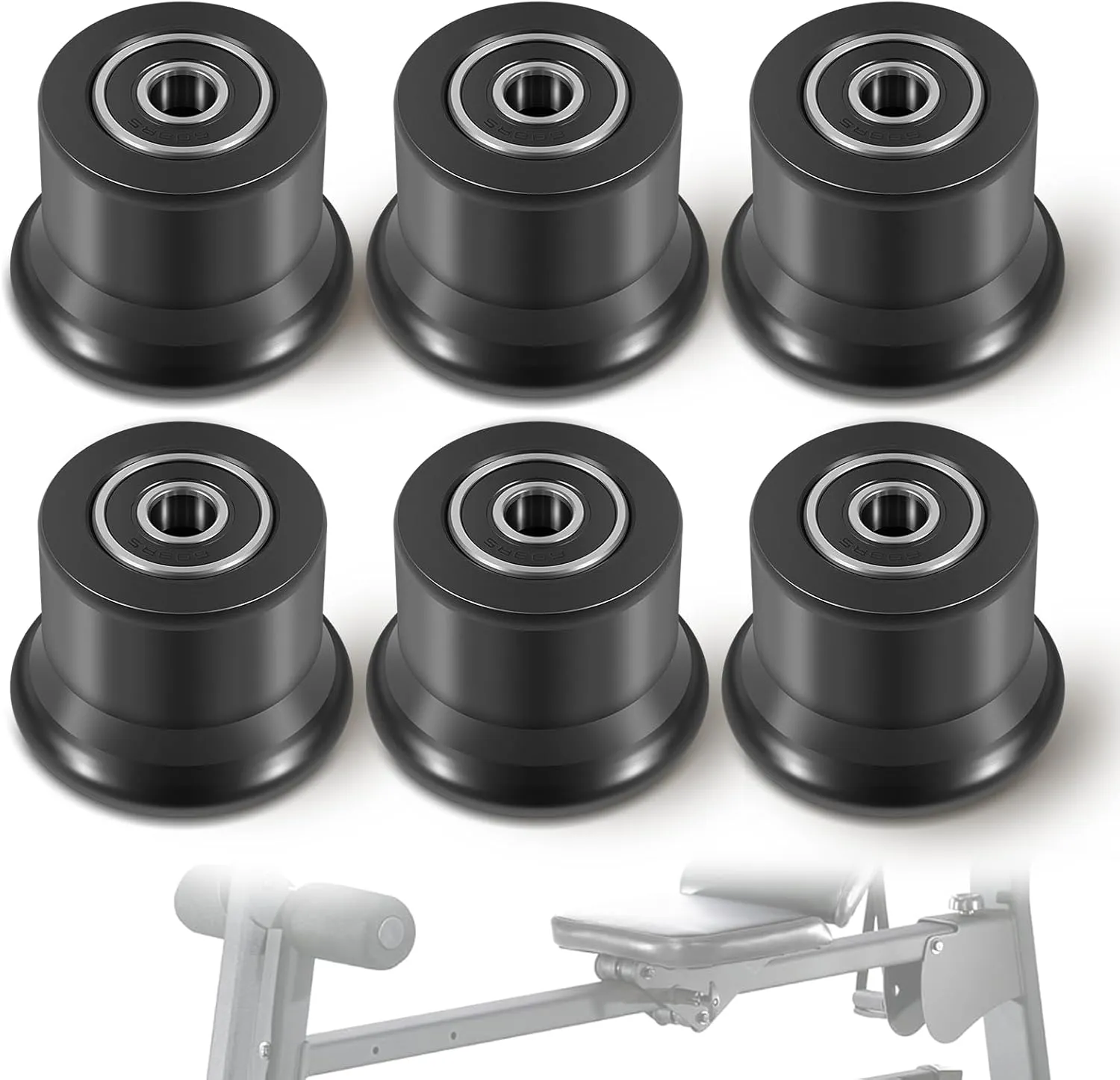 Upgrade 6 Pcs Rolling Seat Trolley Wheels for Bowflex Home Gym Various Models, Gym Replacement Sliding Seat Bracket Rollers Kit fits for Models Blaze, Classic, Elite, Motivator 2, PR1000, Schwinn, and Revolution