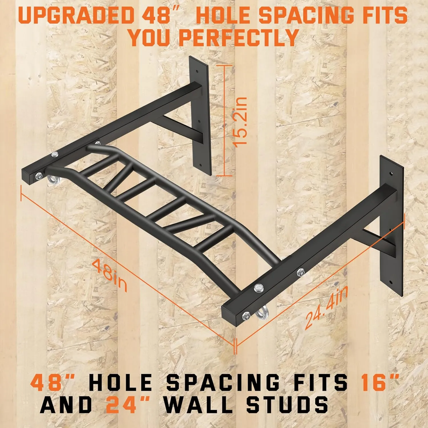 Upgraded-HWOOUSA Pull Up Bar Wall Mounted,Heavy Duty Multi Grip Bar with 14 Grip Positions,Space Saving Home Gym Equipment -Ideal for Garage,Outdoor Strength Training, Chin Up Bar,Supports to 600 Lbs