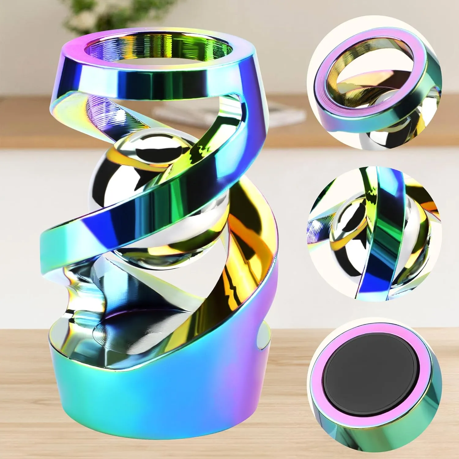Upgraded Kinetic Desk Toys, Adult Fidgets for Anxiety and Stress, Desk Toys for Office for Adults, Fidget Toys Adults (Rainbow)