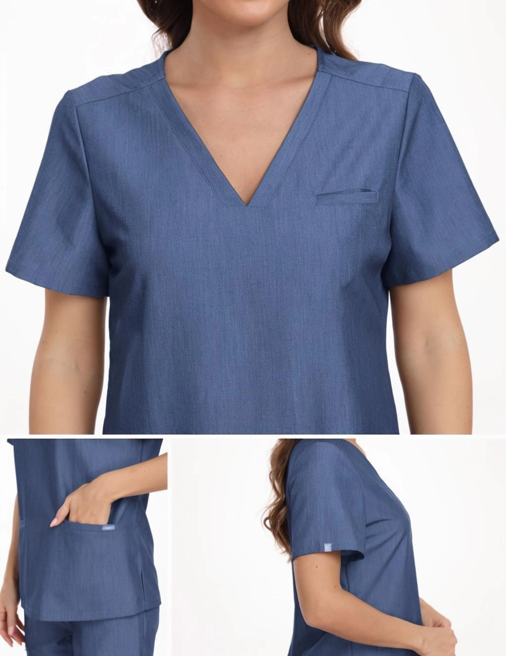 Urban Classic Scrubs for Women Set, Modern V-Neck Top & Jogger Pants, 9 Pockets Medical Uniform
