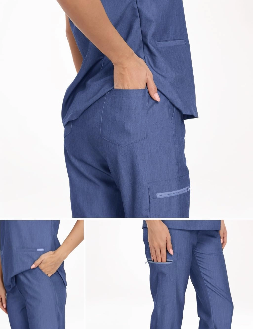 Urban Classic Scrubs for Women Set, Modern V-Neck Top & Jogger Pants, 9 Pockets Medical Uniform