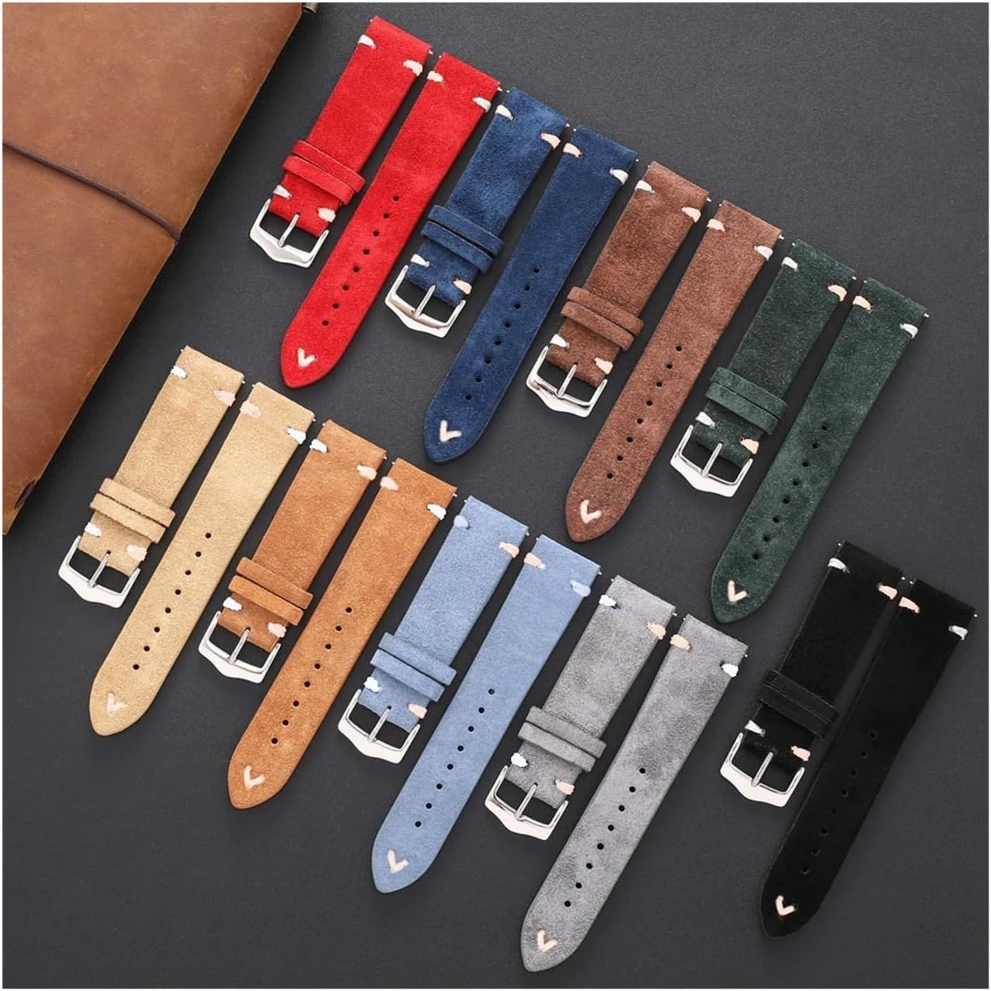 UTHAI G33 Suede Watch Strap 20mm 22mm Color Stitching Leather Smart Watch Bracelet Accessories Fit For Samsung Fit For Huawei Watchband