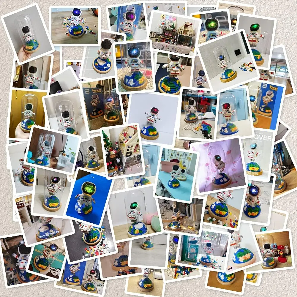 Uvini Building Blocks Astronaut Model with Light STEM Building Toy Micro Blocks for Adults or Teens Gifts Spaceman Mini Blocks Set DIY Bricks Toys 617PCS
