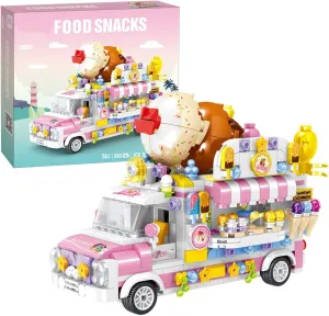Uvini Building Blocks Car Model, Street View Series Mini Blocks Ice Cream Truck Car Building Set, Best Gift for Girls Collectible Model Cars Set to Bulild, STEM Toy for Children 12  593pcs