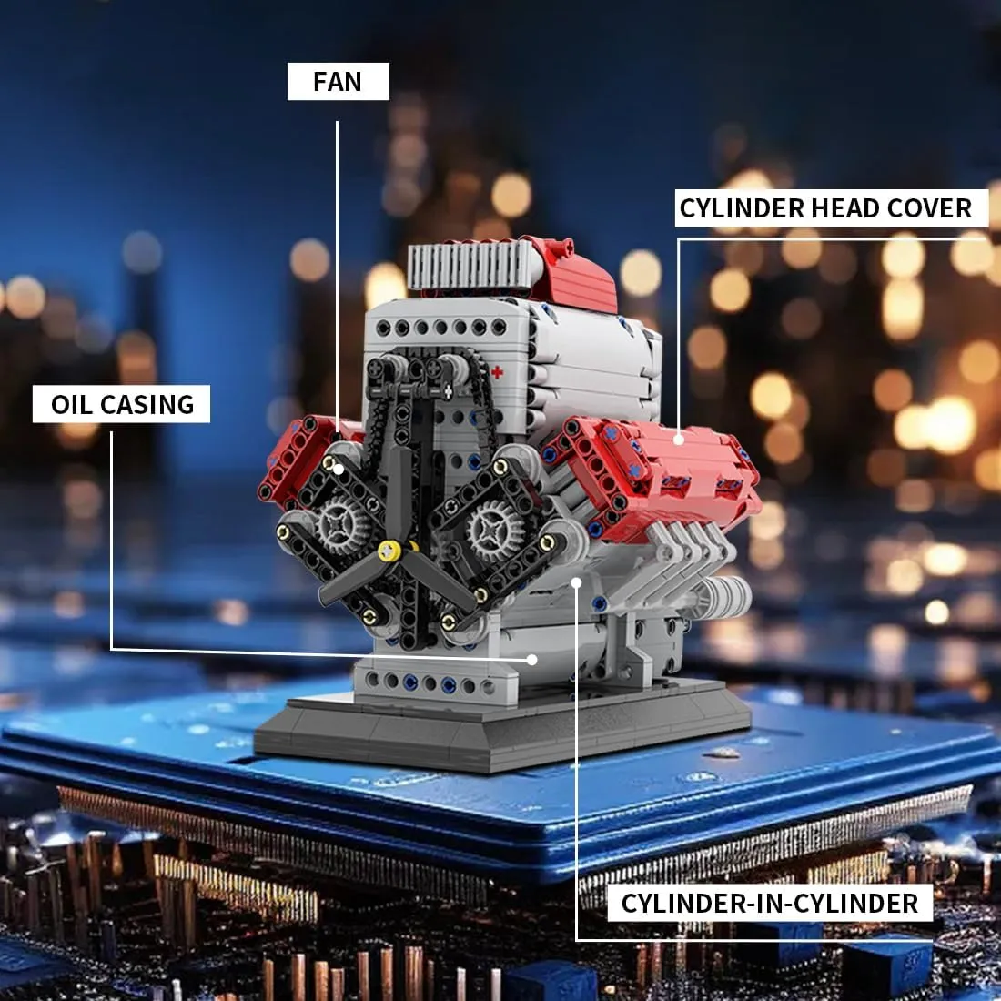 V8 Engine Model Kit, MOC-171732 Visible Car Engine Model Kit, STEM Mechanic Engine Model Construction Toys for Adults (1054 PCS)