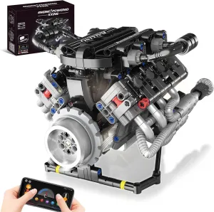 V8 Engine Model Kit That Works Building Sets with Motor, APP Control Technic & Light, Mechanic Engineering Collectible for Adults Boys 14 