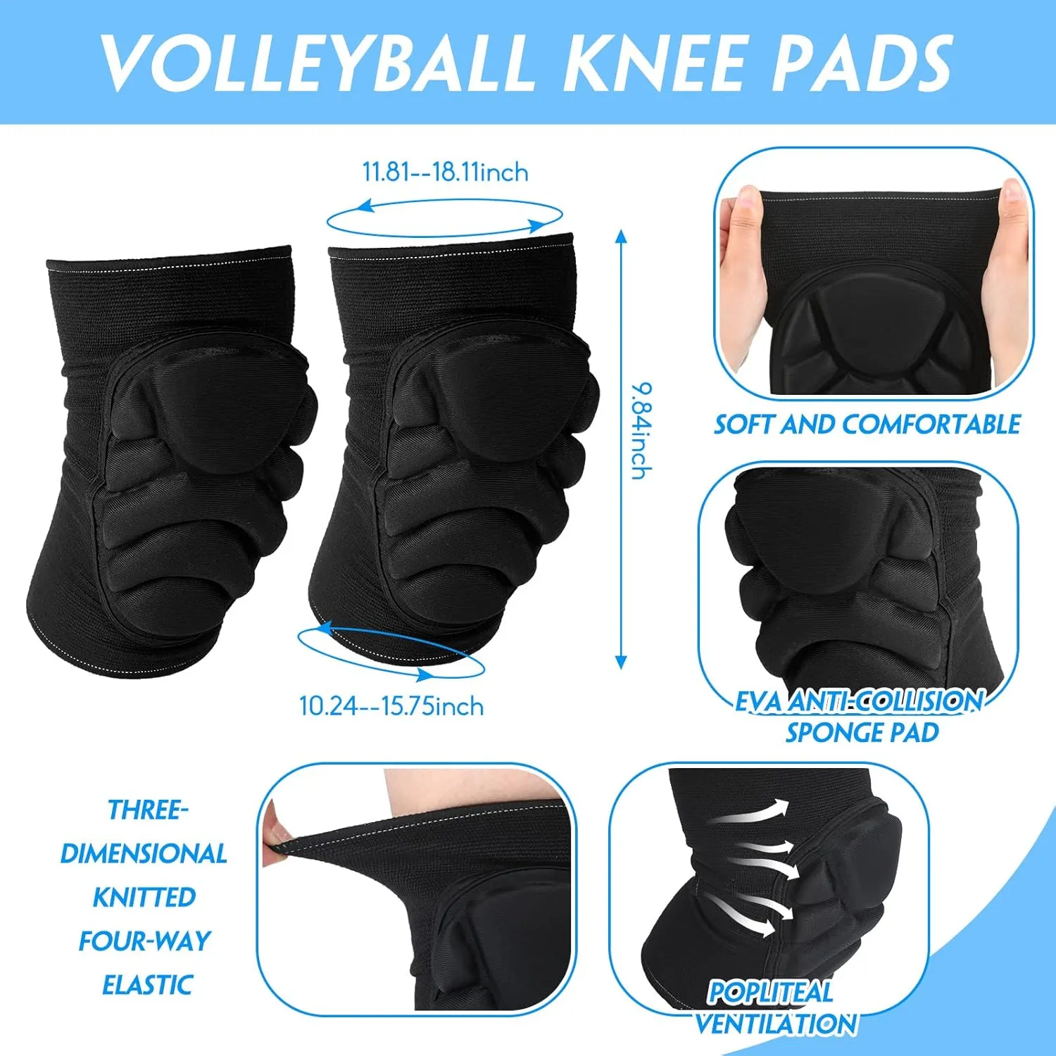 Vabean 8 Pcs Volleyball Accessories,Include Volleyball Arm Sleeves Knee Pads Sport Hair Scrunchies Sweat Band Drawstring Bag Cosmetic Bag Wrist Guard Knee Brace