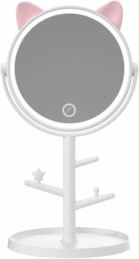 Vanity Mirror Desktop Vanity Mirror LED Vanity Mirror with Light Smart Supplement Light Beauty Charging Storage Vanity Mirror Desk Mirror Mirror (Color : Gold)