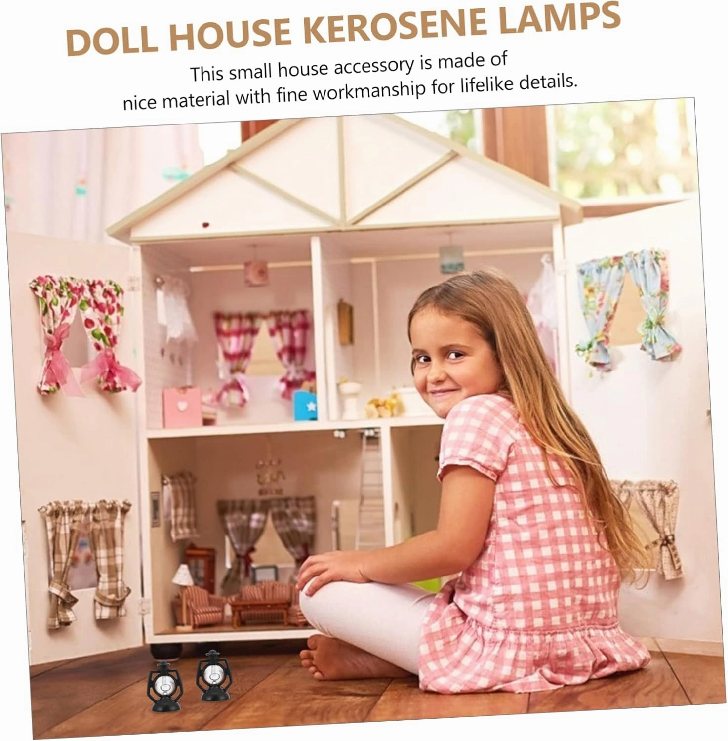 VANZACK 3sets Miniature Dollhouse Kerosene Lamps Retro Lanterns Lifelike Photo Props 12pcs*3