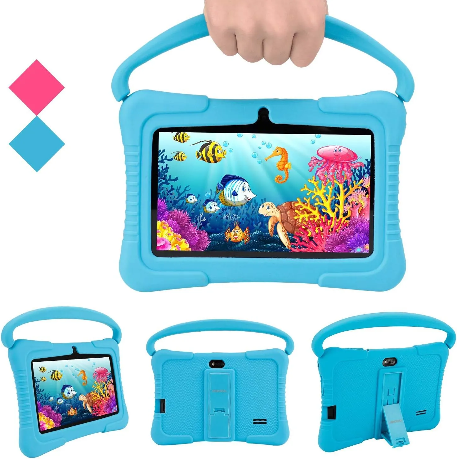 Veidoo Kids Tablet, 7 inch Android Tablet for Kids 2GB Ram 32GB Storage, Toddler Tablet with IPS Screen, Parent Control, Bluetooth, WiFi, Kid-Proof case with Kickstand, Learning (Light Blue)