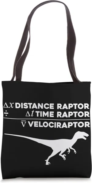 Velociraptor Velocity Distance Time Dinosaur Science Physics Tote Bag