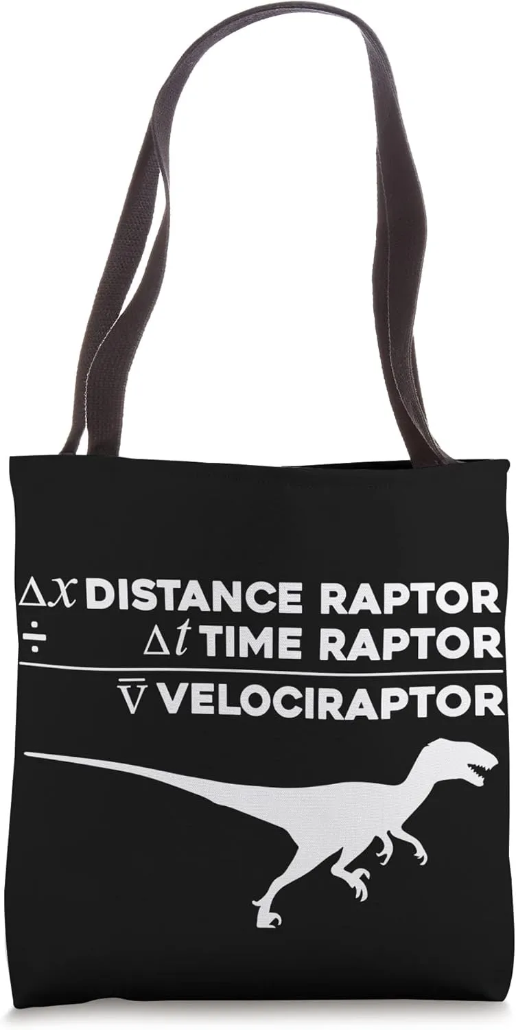 Velociraptor Velocity Distance Time Dinosaur Science Physics Tote Bag