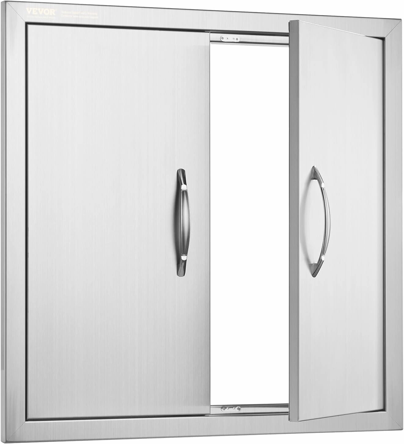 VEVOR BBQ Access Double Door, 24W x 24H Inch Outdoor Kitchen, Stainless Steel Flush Mount, Double Wall Vertical With Handles and Hooks, for BBQ Island, Grilling Station, Outside Cabinet