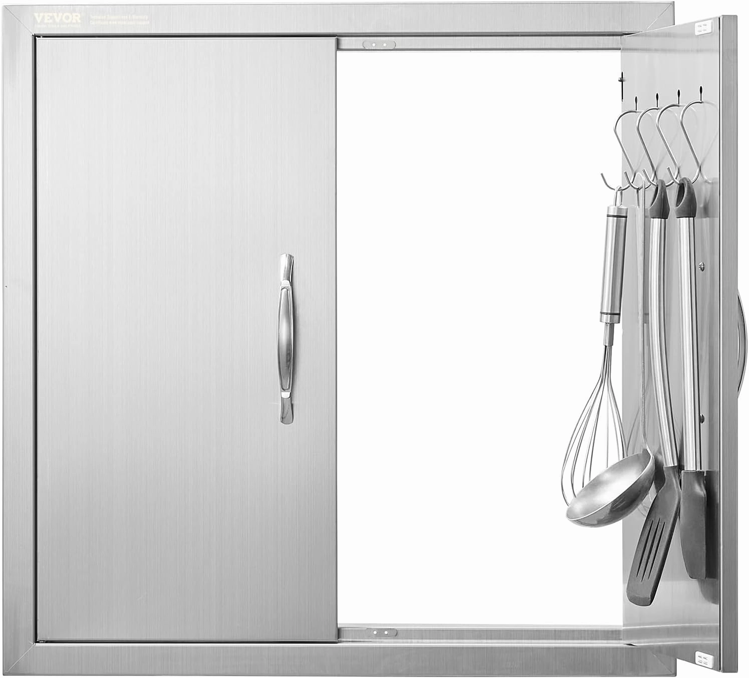 VEVOR BBQ Access Double Door, 24W x 24H Inch Outdoor Kitchen, Stainless Steel Flush Mount, Double Wall Vertical With Handles and Hooks, for BBQ Island, Grilling Station, Outside Cabinet