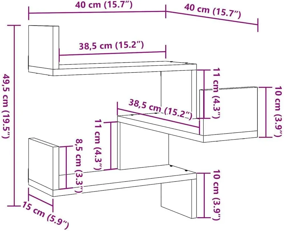 vidaXL Wall Corner Shelf Artisan Oak Engineered Wood Medium