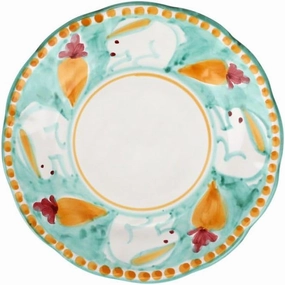 Vietri Campagna Coniglio Salad Plate, 8" D Handcrafted Earthenware Dessert Appetizer & Sandwich Dish, Aqua