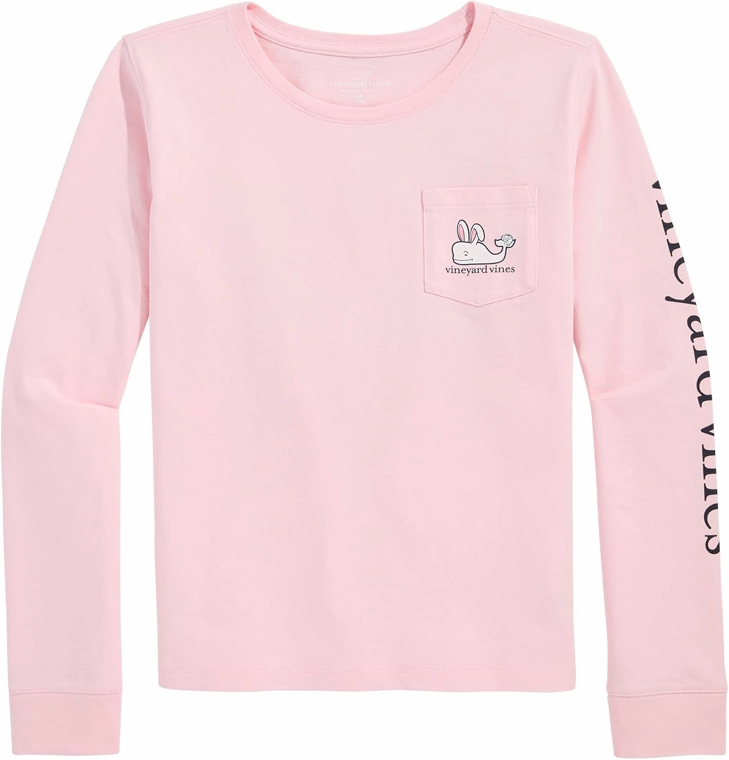 vineyard vines Girls' Fuzzy Easter Bunny Whale Long-Sleeve Pocket Tee