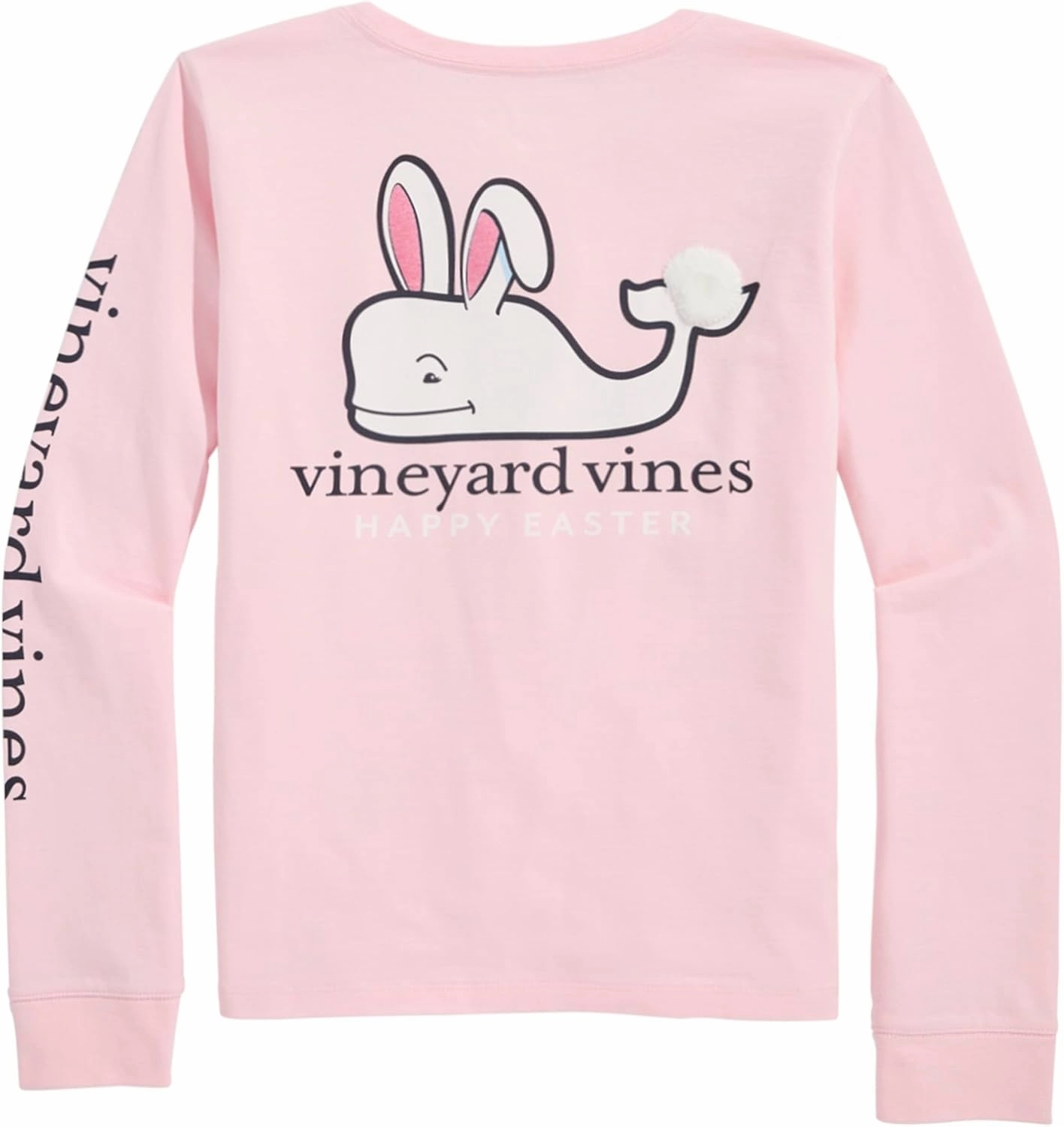 vineyard vines Girls' Fuzzy Easter Bunny Whale Long-Sleeve Pocket Tee