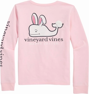 vineyard vines Girls' Fuzzy Easter Bunny Whale Long-Sleeve Pocket Tee