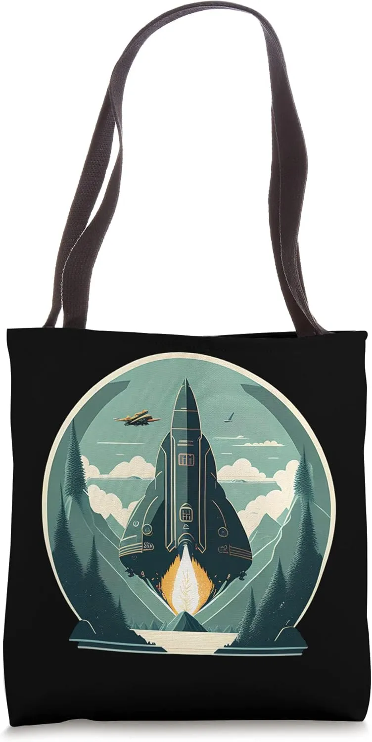 Vintage Spaceship Space Lover Retro Spacecraft Science Tote Bag