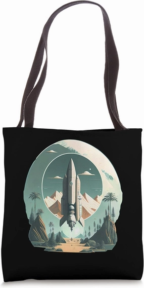 Vintage Spaceship Space Lover Retro Spacecraft Science Tote Bag