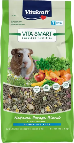 Vitakraft Vita Smart Guinea Pig Food - Complete Nutrition - Premium Fortified Blend with Timothy Hay for Guinea Pigs, 8 Pound (Pack of 1)