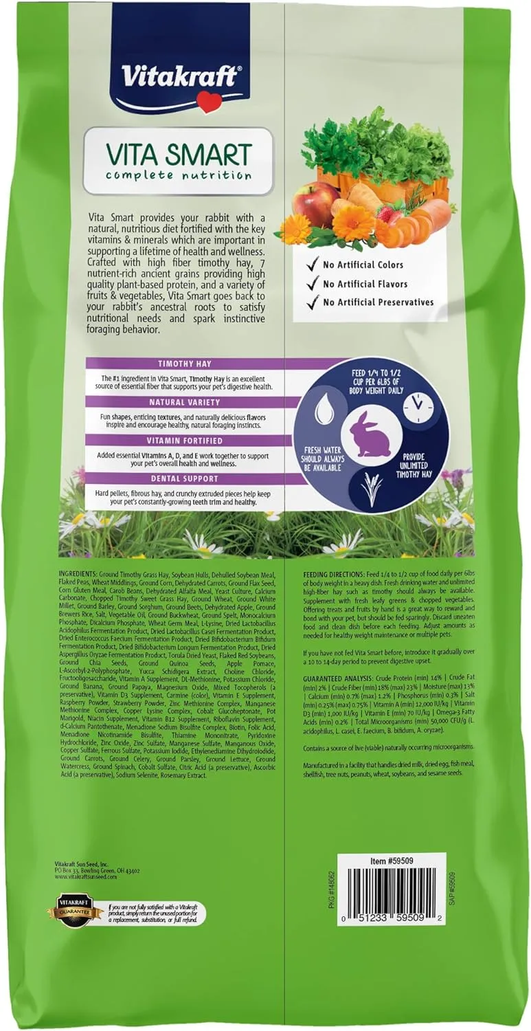 Vitakraft VitaSmart Complete Nutrition Pet Rabbit Food, 8 lbs