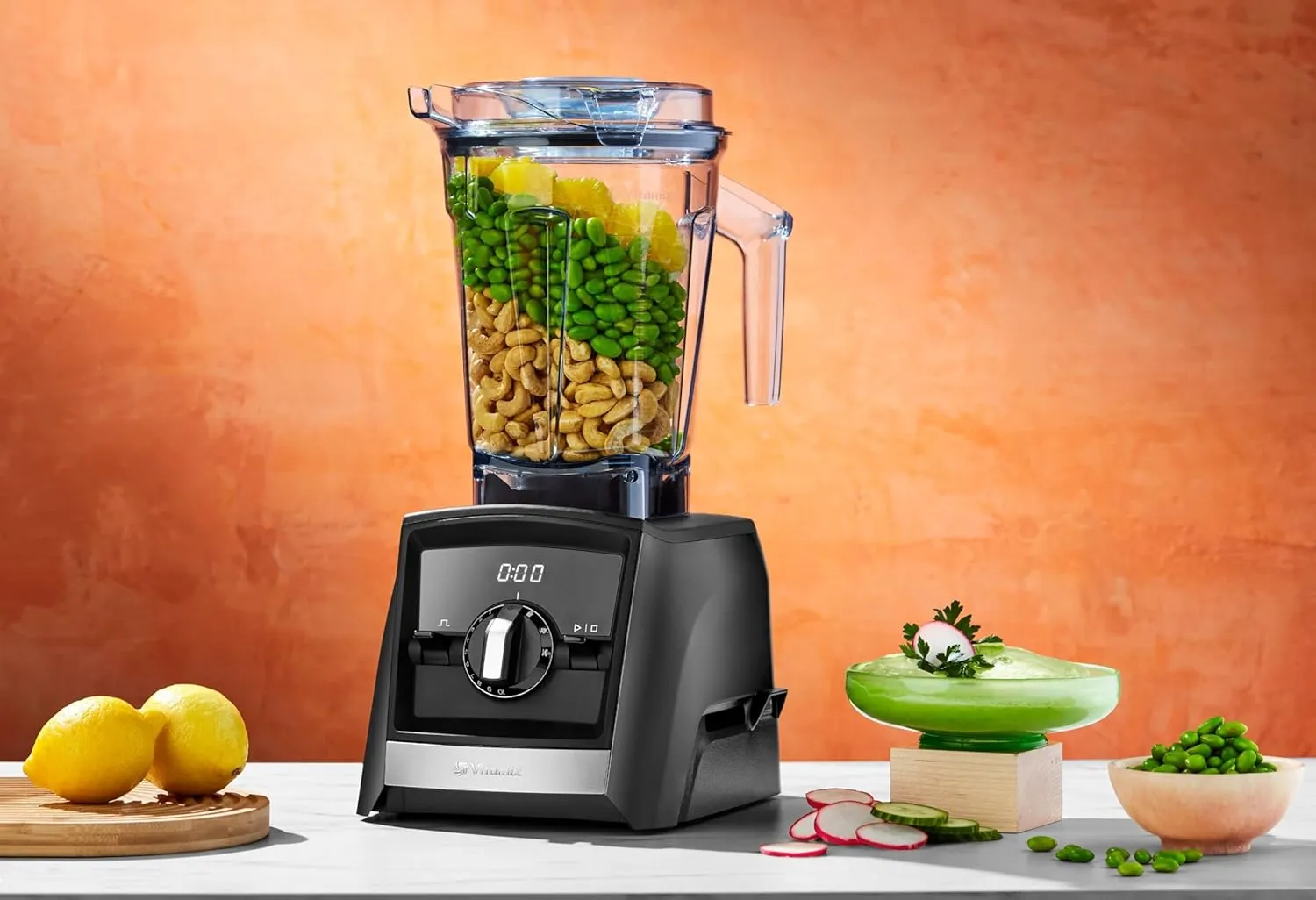 Vitamix A2500 Ascent Series Smart Blender, Professional-Grade, 64 oz. Low-Profile Container, Black (Renewed)