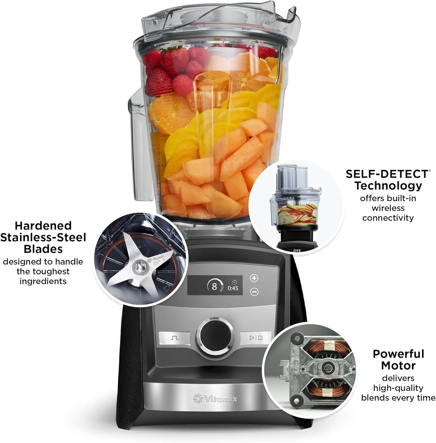 Vitamix A3300 Ascent Series Smart Blender, Professional-Grade, 64 oz. Low-Profile Container, Black