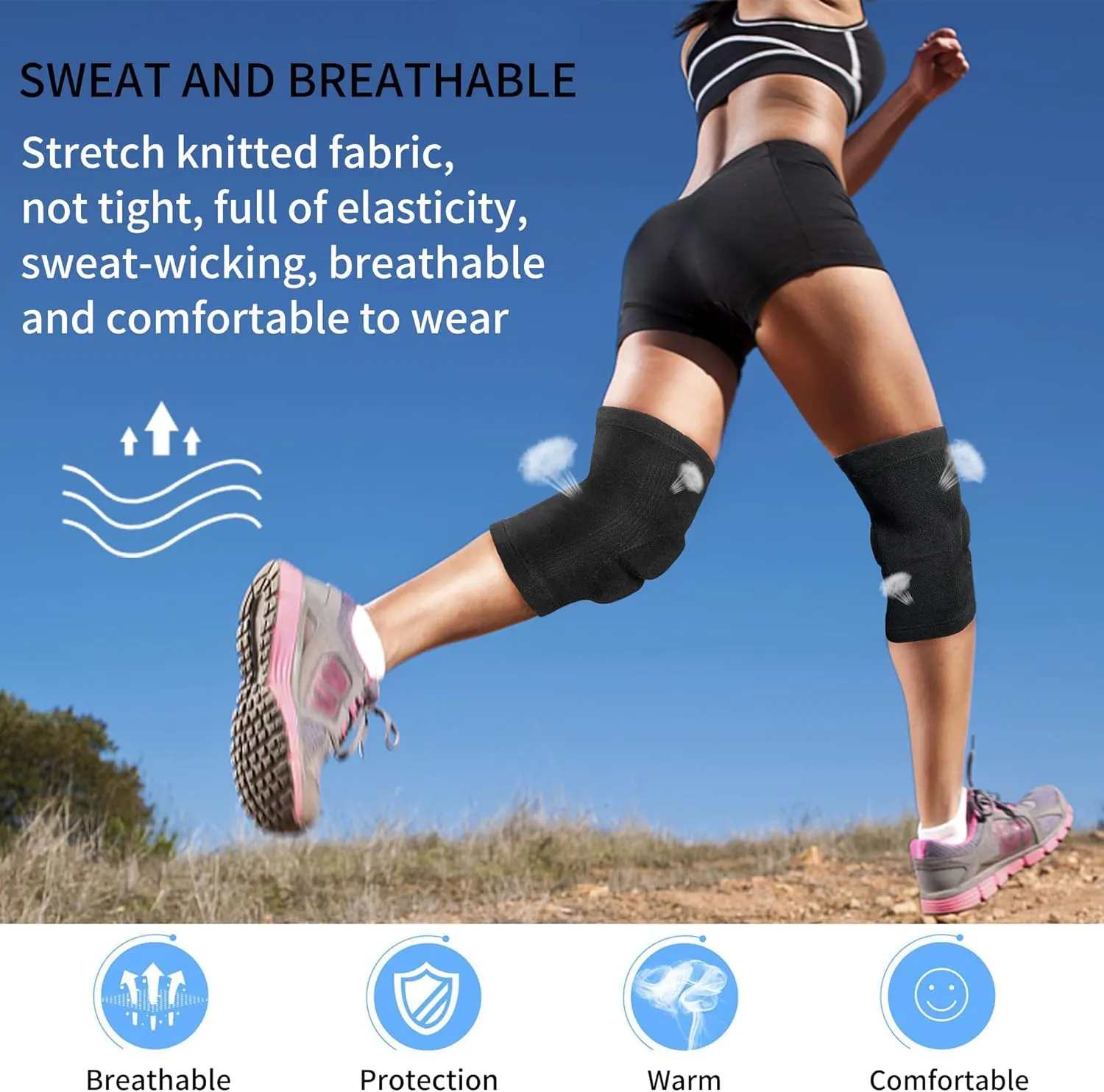 Volleyball Knee Pad for Women Men, Non-Slip and Thickening Anti-Collision Sports Protection Knee Pad, Elastic & Breathable Knee Brace Ideal for Dancing Football Running Hiking Basketball Cycling