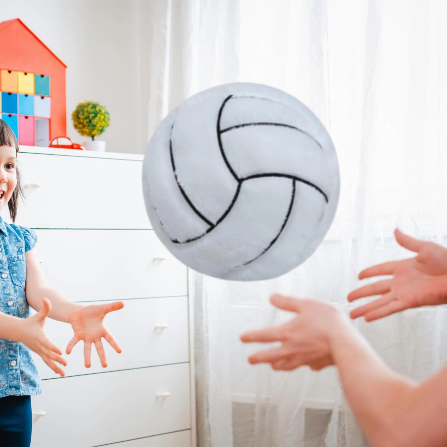 Volleyball Plush Pillow - Fluffy Stuffed Sports Toy Gift for Kids, Durable Sofa Throw Pillow for Bedroom Home Decor