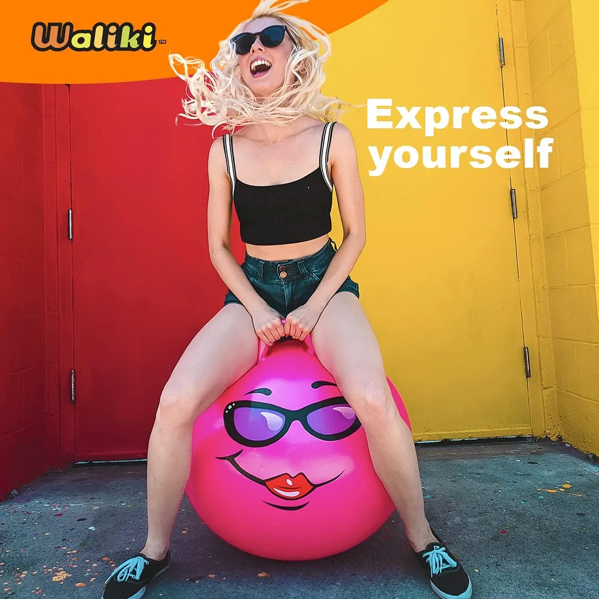 WALIKI Hippity Hop Ball for Adults Races | 29" Pink Hopper | Jumping Ball | Perfect Outdoor Game for Family Fun