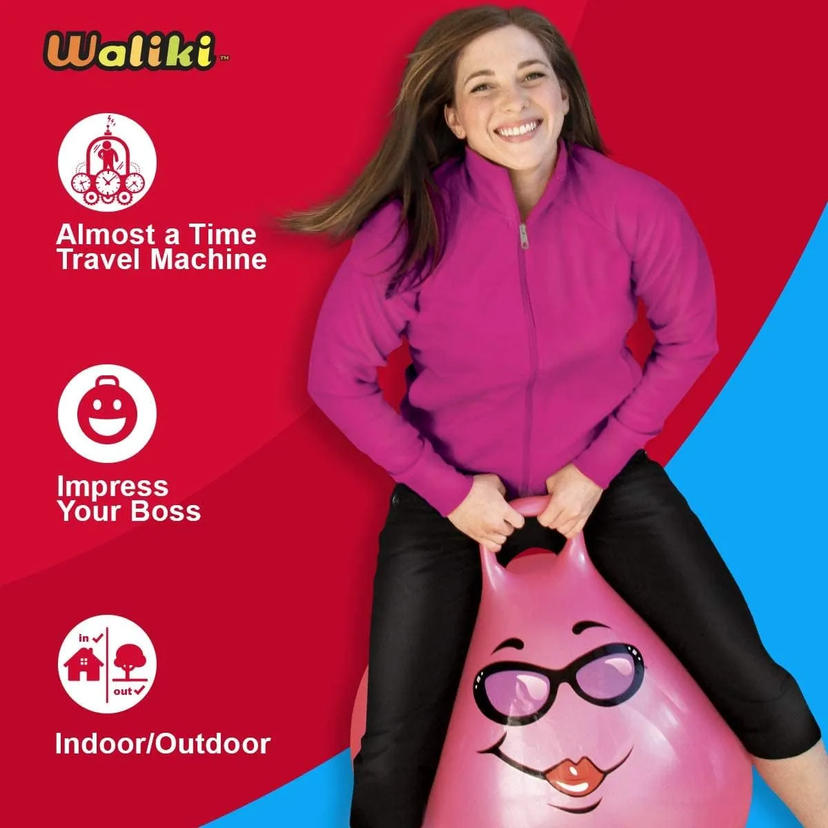 WALIKI Hippity Hop Ball for Adults Races | 29" Pink Hopper | Jumping Ball | Perfect Outdoor Game for Family Fun