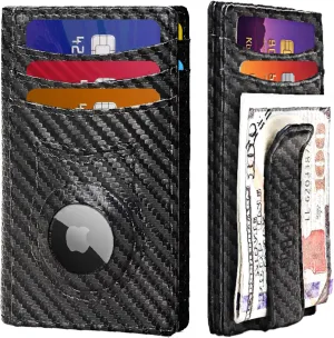 Wallet for Men's RFID Blocking Slim Bifold Credit Card Holder-Ultra Thin Minimalist Front Pocket Smart Wallet,Small Compact Carbon Fiber Mini Wallets,with Money Clip,Anniversary Birthday Gifts