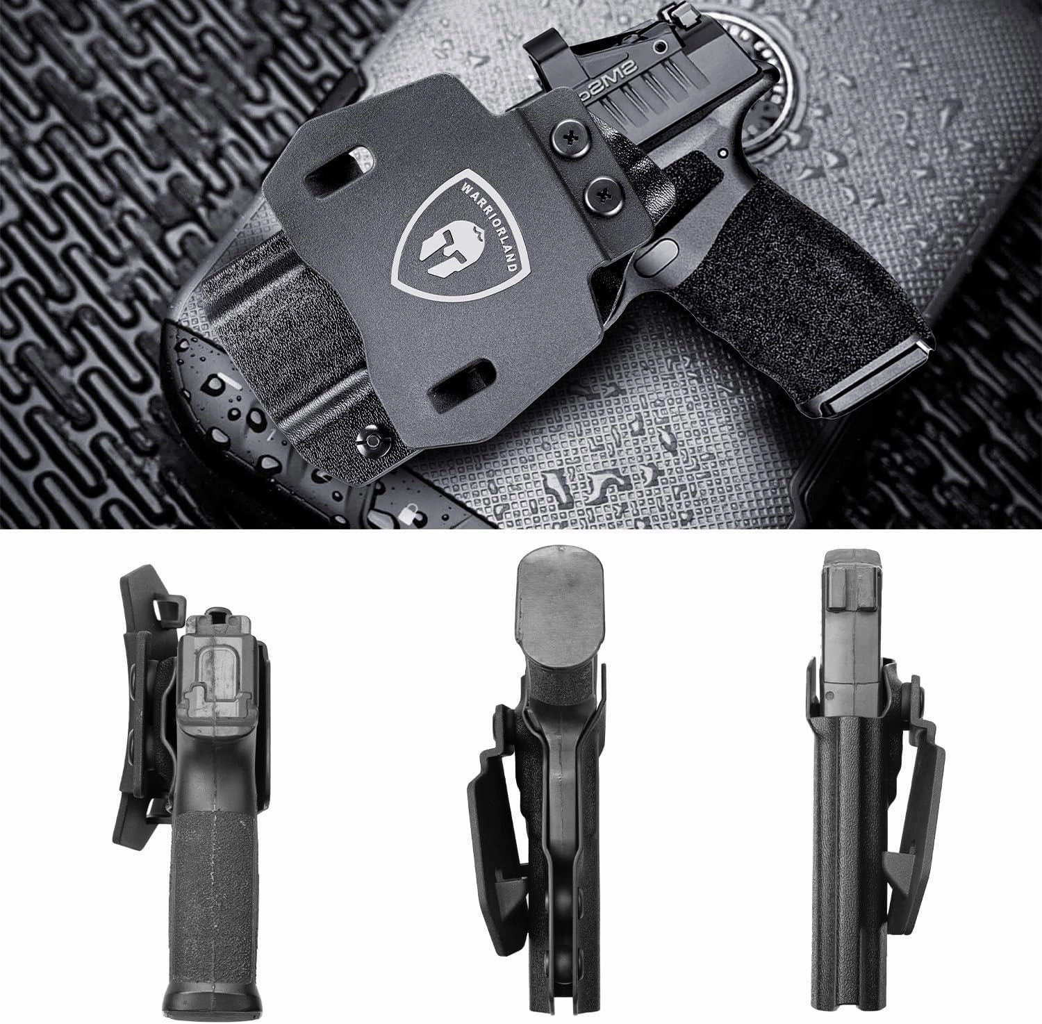 WARRIORLAND OWB Kydex Holster with Optic Cut, Fits Select Glock 17/19/19X, G43/43X, Hellcat/Hellcat Pro, Taurus G2C/G3C, M&P Shield 9, M&P 9/380 Shield EZ, Sig P320/P365/P226 and More, 1.75" Paddle
