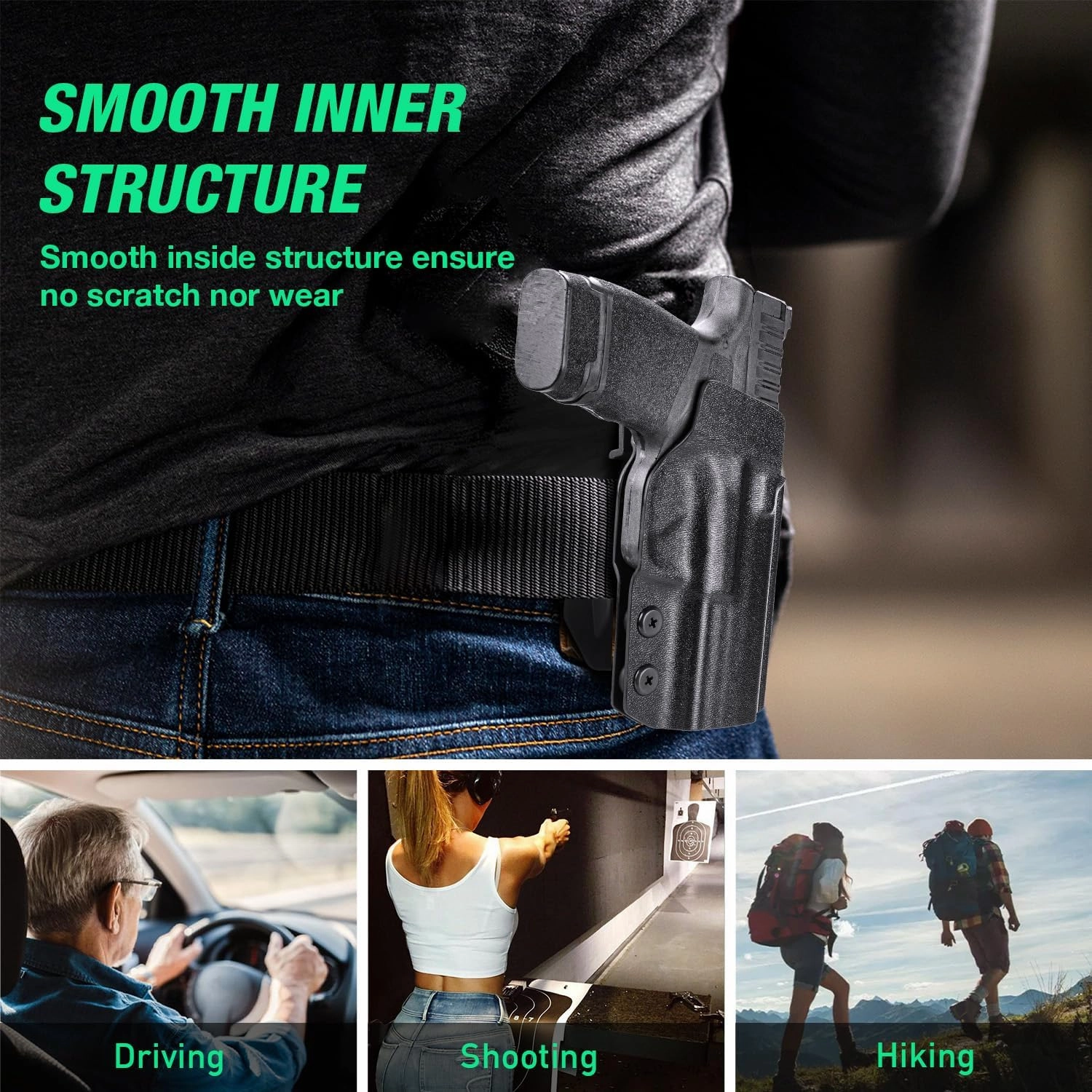 WARRIORLAND OWB Kydex Holster with Optic Cut, Fits Select Glock 17/19/19X, G43/43X, Hellcat/Hellcat Pro, Taurus G2C/G3C, M&P Shield 9, M&P 9/380 Shield EZ, Sig P320/P365/P226 and More, 1.75" Paddle