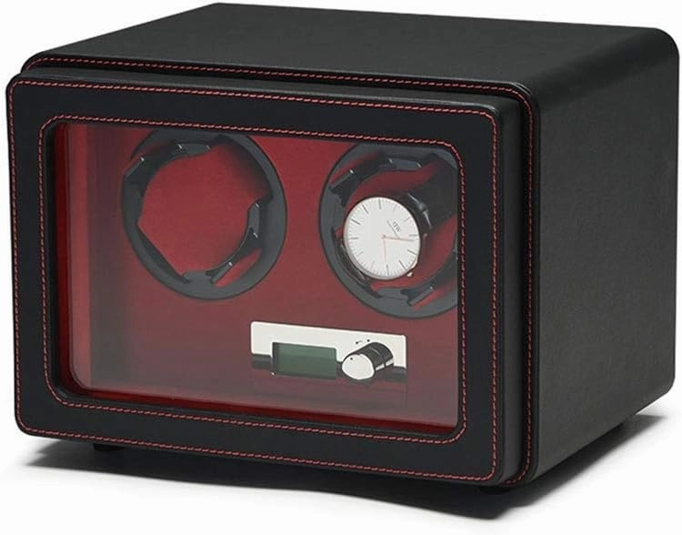 Watch Automatic Watches Box, LCD Watch Winder MDF Wear-Resistant Leather Intelligent Mechanical Watches Rotation Storage Case- Handmade,B