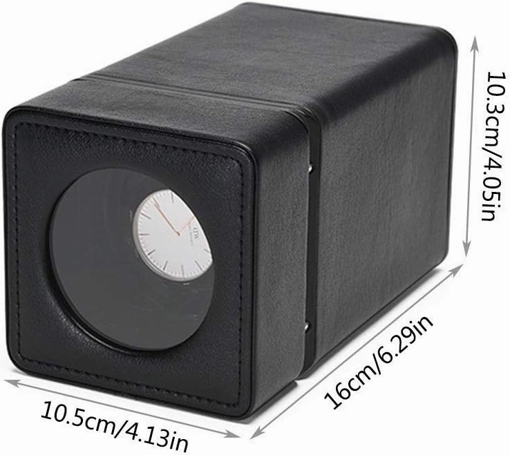 Watch Intelligent Mechanical Watches Box, Luxury Automatic Single Watch Winder Pu Leather- Black/Red,Black