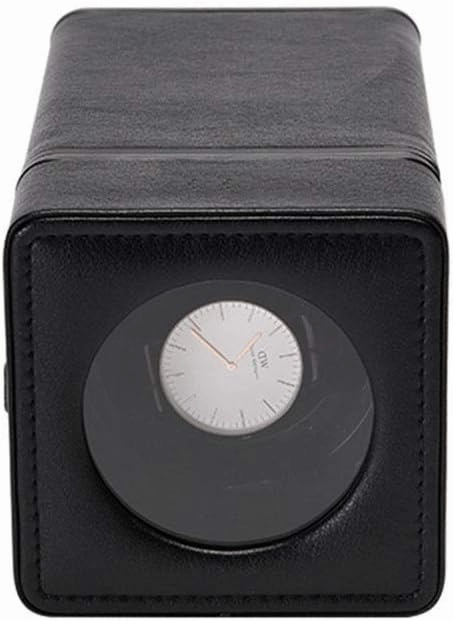 Watch Intelligent Mechanical Watches Box, Luxury Automatic Single Watch Winder Pu Leather- Black/Red,Black