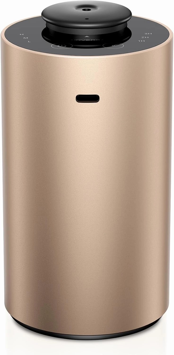 Waterless Essential Oil Diffuser for Home Aromatherapy Scent Diffusers with 3 Countdown Timer Settings or Timer-Off, 3 Mist Levels for Car Room Studio Office, ANX Premium Metal Desert Titanium