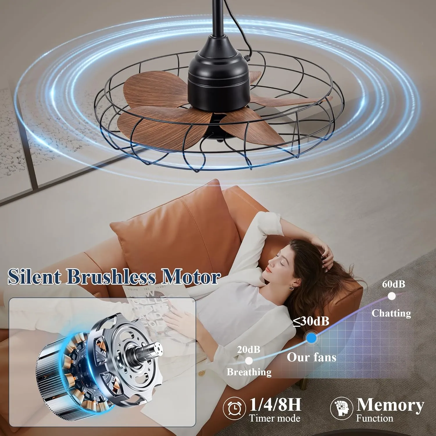Waterproof Ceiling Fan with Lights, 20'' Outdoor Plug In IP65 Gazebo Fan, Wet Rated Dual Lighting System with Remote, 7-Color RGB & 3-Color LED, Easy Hanging with Hook for Patio, Pergola, Deck