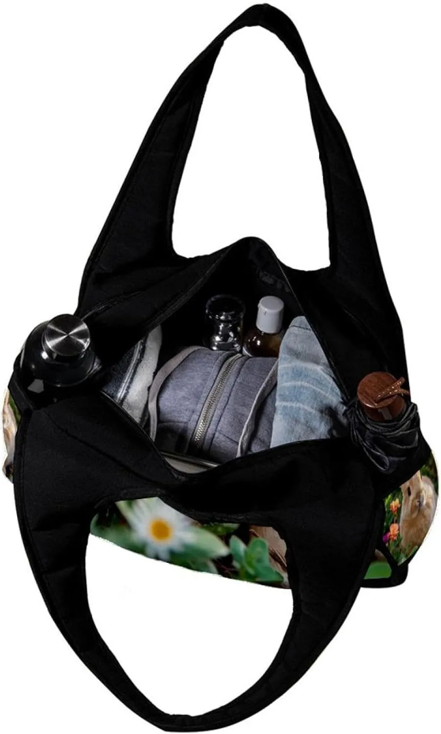 Weekender Travel Bag,Small Gym Bag,Bunny Rabbit Flowers Daisy,Gym Duffle Bag
