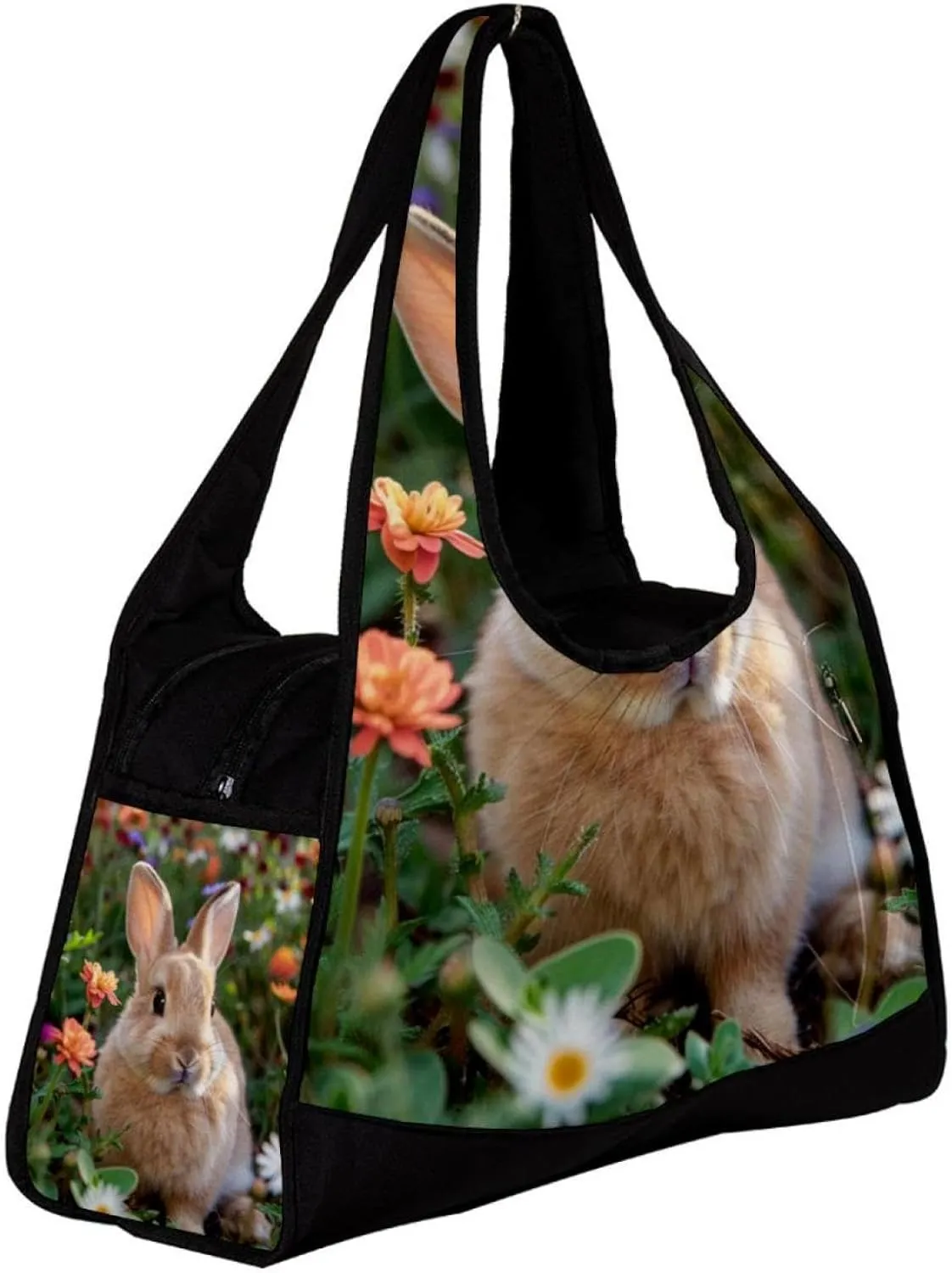 Weekender Travel Bag,Small Gym Bag,Bunny Rabbit Flowers Daisy,Gym Duffle Bag