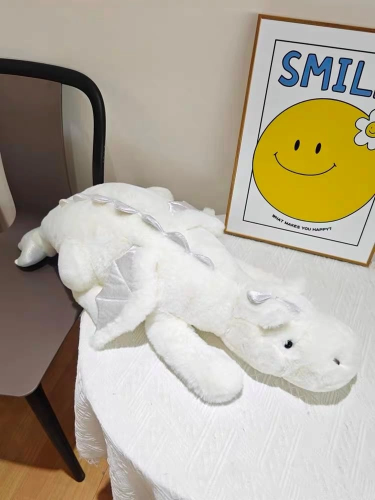 Weighted Dragon Stuffed Animal 10Lbs 43.3" Soft and Sturdy Weighted Stuffed Animals for Adults and Kids, Large White Dragon Plush