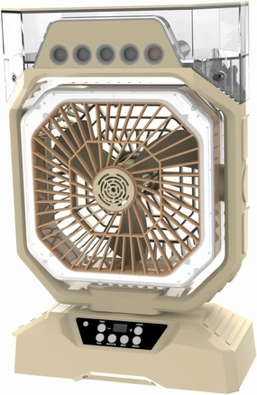 Weljoy Misting Fan Portable, Camping Fan with 27000mAh Battery, 8-66H Runtime, 560mL Water Tank, RGB LED Lights, USB Output & Aroma Box for Outdoor Indoor Cooling(Off-White)