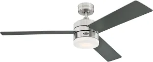 Westinghouse Lighting 74007A00 Modern Alta Vista Works With Alexa Smart Wifi Ceiling Fan with LED Light, Remote Control 52 Inch Brushed Nickel Finish, Opal Frosted Glass, A Certified for Humans Device