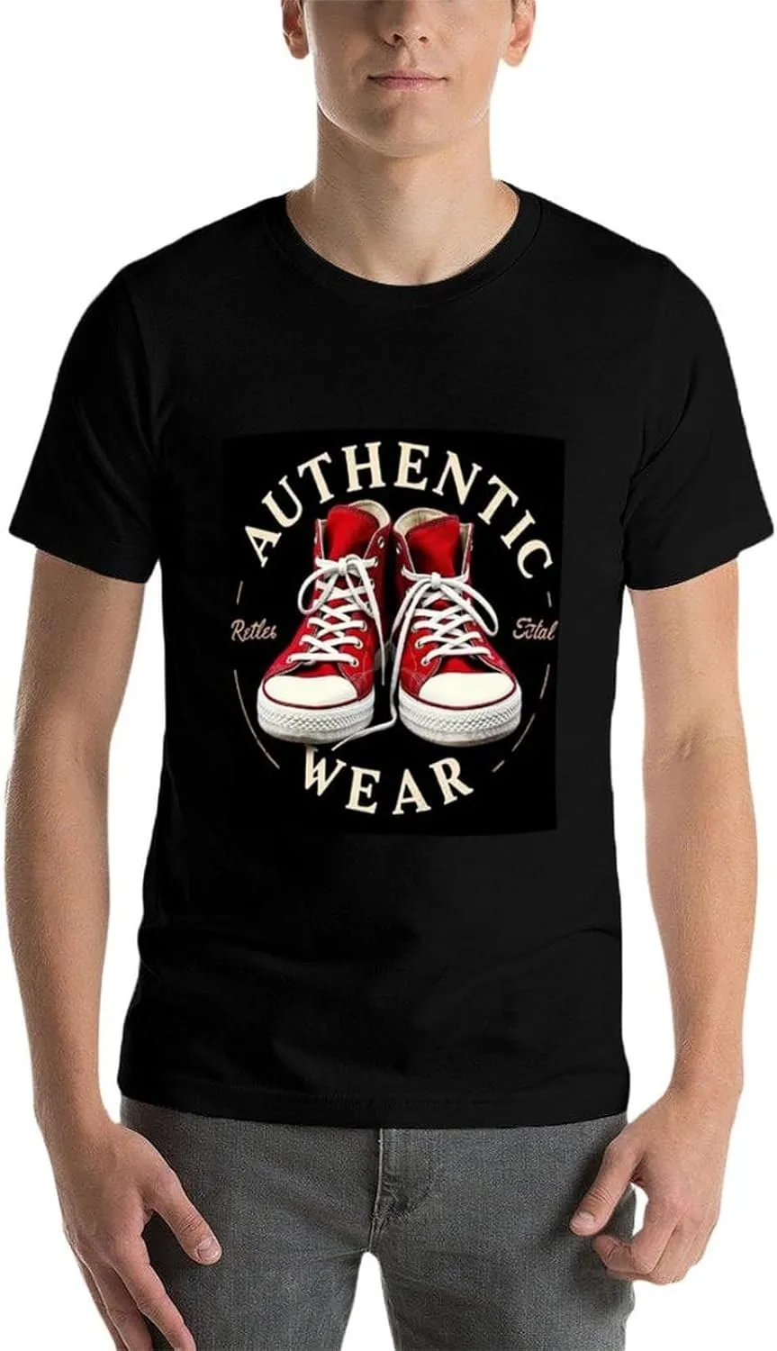 White Casual Cotton Tee for Men Summer Short Sleeve Streetwear T-Shirt Lightweight Top Weekend Wear Tee Rock 'n' Roll